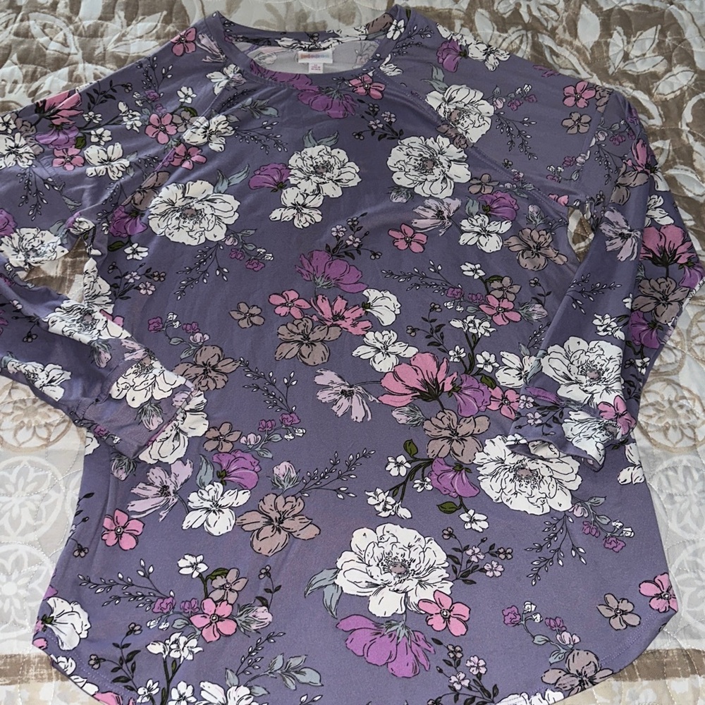 LuLaRoe Floral Long Sleeve Pullover Top Medium with stretch